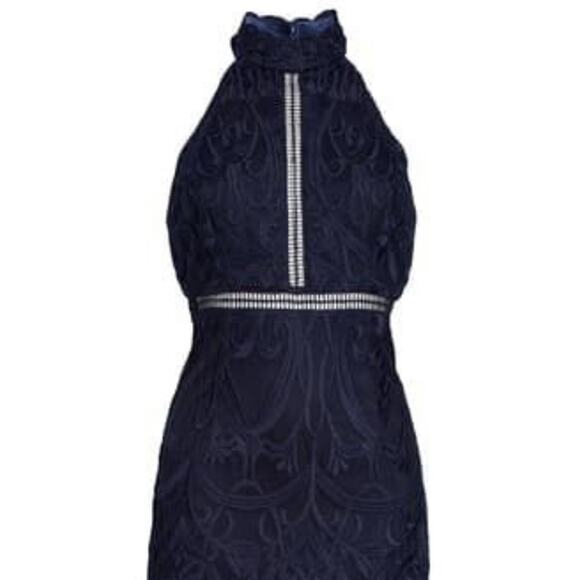Bardot size 4 Blue Hana Lace Halter Cocktail Dress cocktail Strappy Backless - Picture 4 of 12